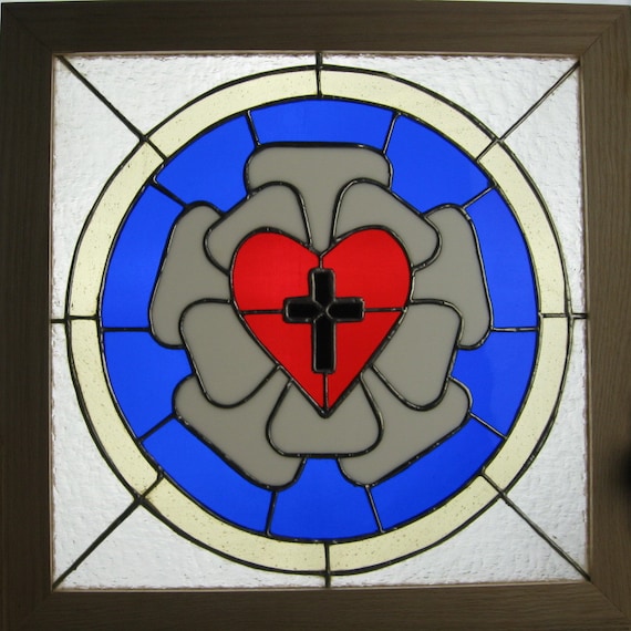 Rendition of Luther's Rose Stained Glass Panel by kbmick2 on Etsy