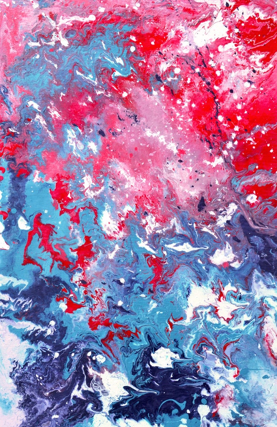 Red & Blue Abstract Painting by Louise Mead 'Get by louisemead