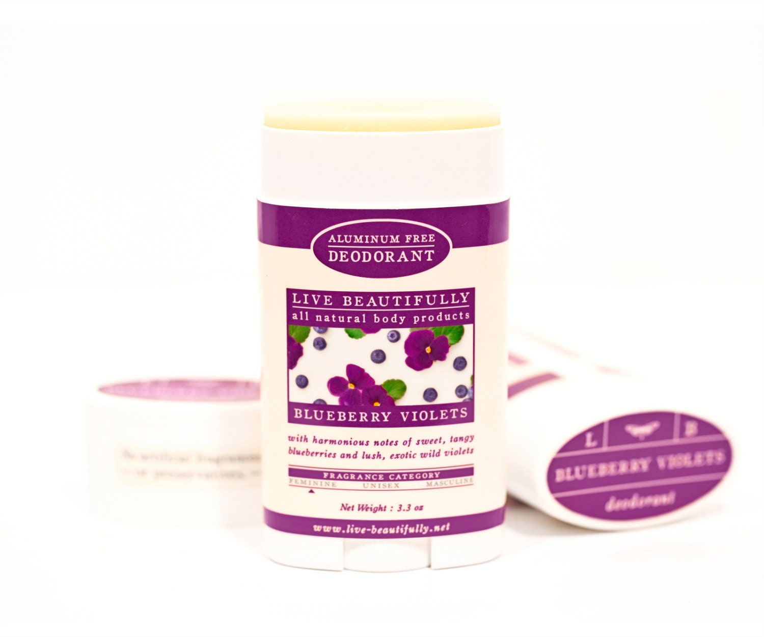 Natural Deodorant Blueberry Violets by LiveBeautifullyBody