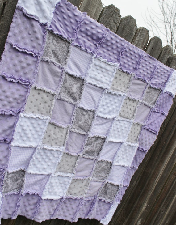 lavender purple gray white rag quilt blanket perfect baby lavender purple gray white rag quilt blanket perfect baby