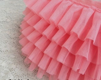 watermelon ruffled trim, chiffon ruffles trim, tutu mesh trim, doll dress trim