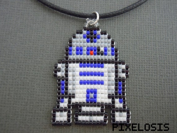 robot bead hama R2D2 Seed Star Beads Pixelated Wars Pixel Necklace