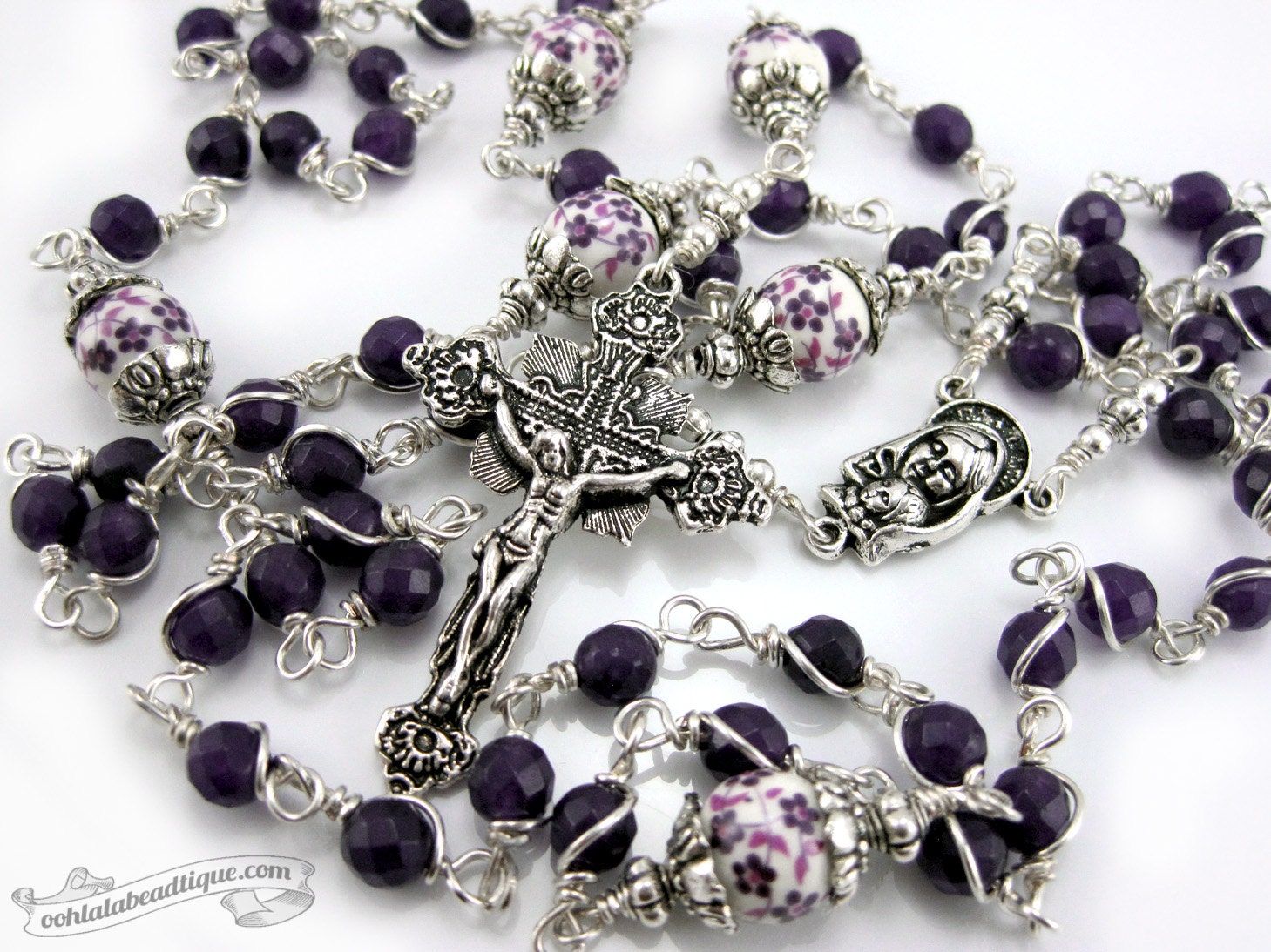 Purple Jade Unbreakable Rosary purple rosary communion gift