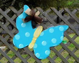 Butterfly Door Hanger, Blue Butterfly, Spring Door Hanger, Summer Door Hanger