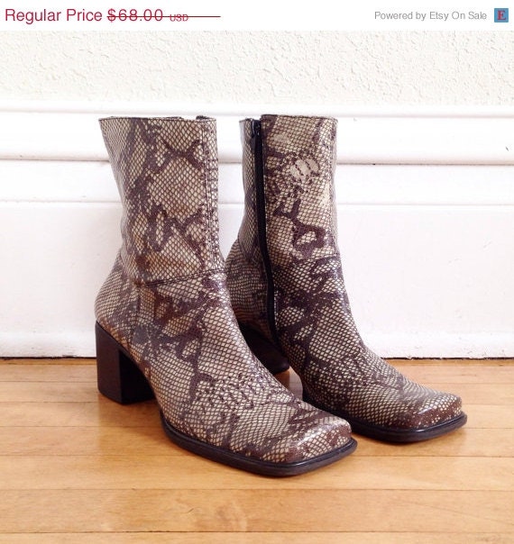 mens snakeskin boots square toe