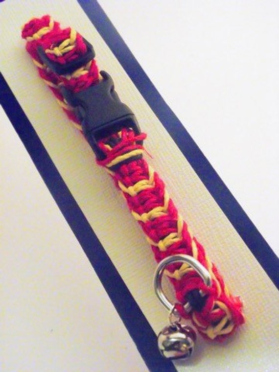Items similar to Ironman Red Yellow Hemp Small Dog Kitten Cat Collar