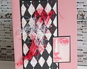 Unusual Greeting Card Featuring a Woman's Half Face, Interesting Out of the Box Any Occasion Card in Antique Rose and Black