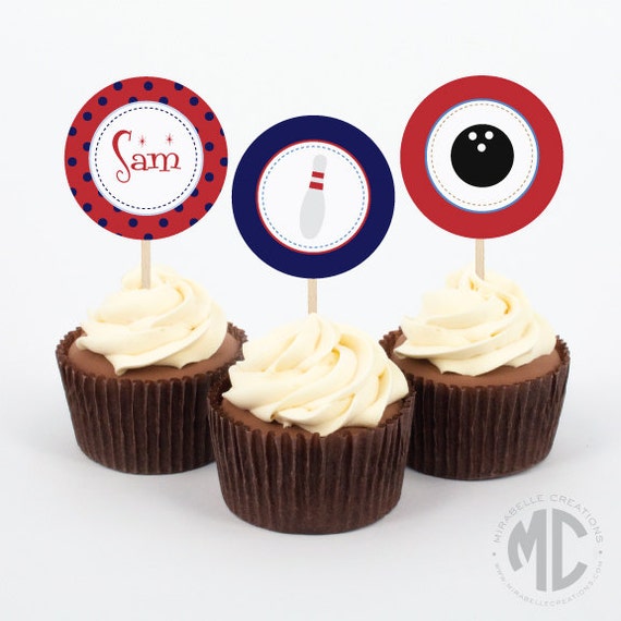 Bowling Party - Printable Digital Party Circles or Cupcake Toppers - Mirabelle Creations Il_570xn
