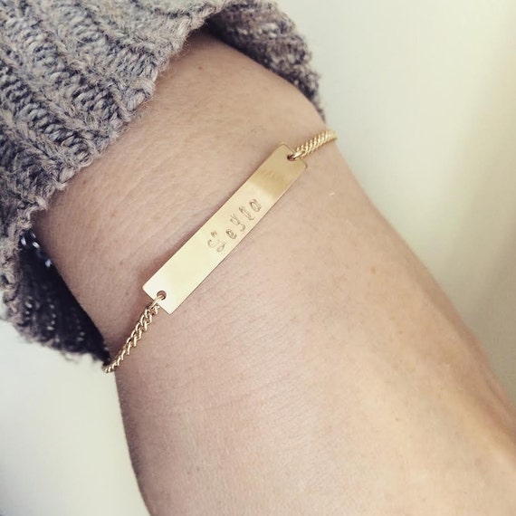 Bar Bracelet Personalized 14K Gold Filled ID Bracelet Hand
