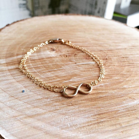 Items similar to Infinity Bracelet - Handmade 14K Gold Filled Double ...
