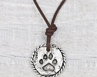 Love Has Paws Necklace- Dog Lover Jewelry- Paw Print Necklace - N624
