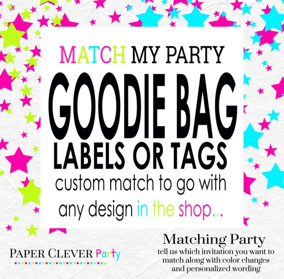 Matching Goodie Bag Tags digital, printable file NO.517 Il_570xn
