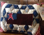Patriotic Americana Pillow Tuck~ Very Prim vintage Quilt Pillow Tuck~ Americana~ American Flag~USA decor~ Fourth of July~ star~ red blue