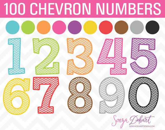 Clipart Chevron Numbers Set of 100 Clip Art CA226