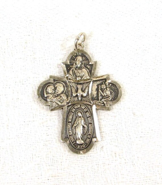 Sterling Silver Cross Pendant Miraculous by FortyAcreVintage