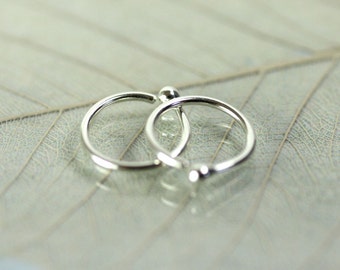 10 mm Hoop Earrings with Ball End - Argentium Sterling Silver Sleepers in Pairs