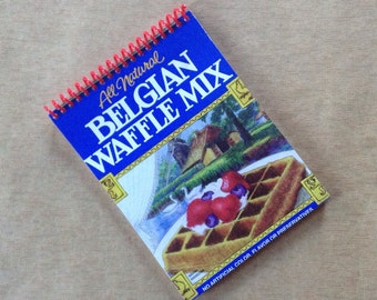 BELGIAN WAFFLES MIX repurposed packaging recycled spiral bound journal notebook