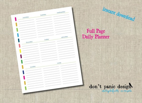 items similar to simple printable weekly planner page full page
