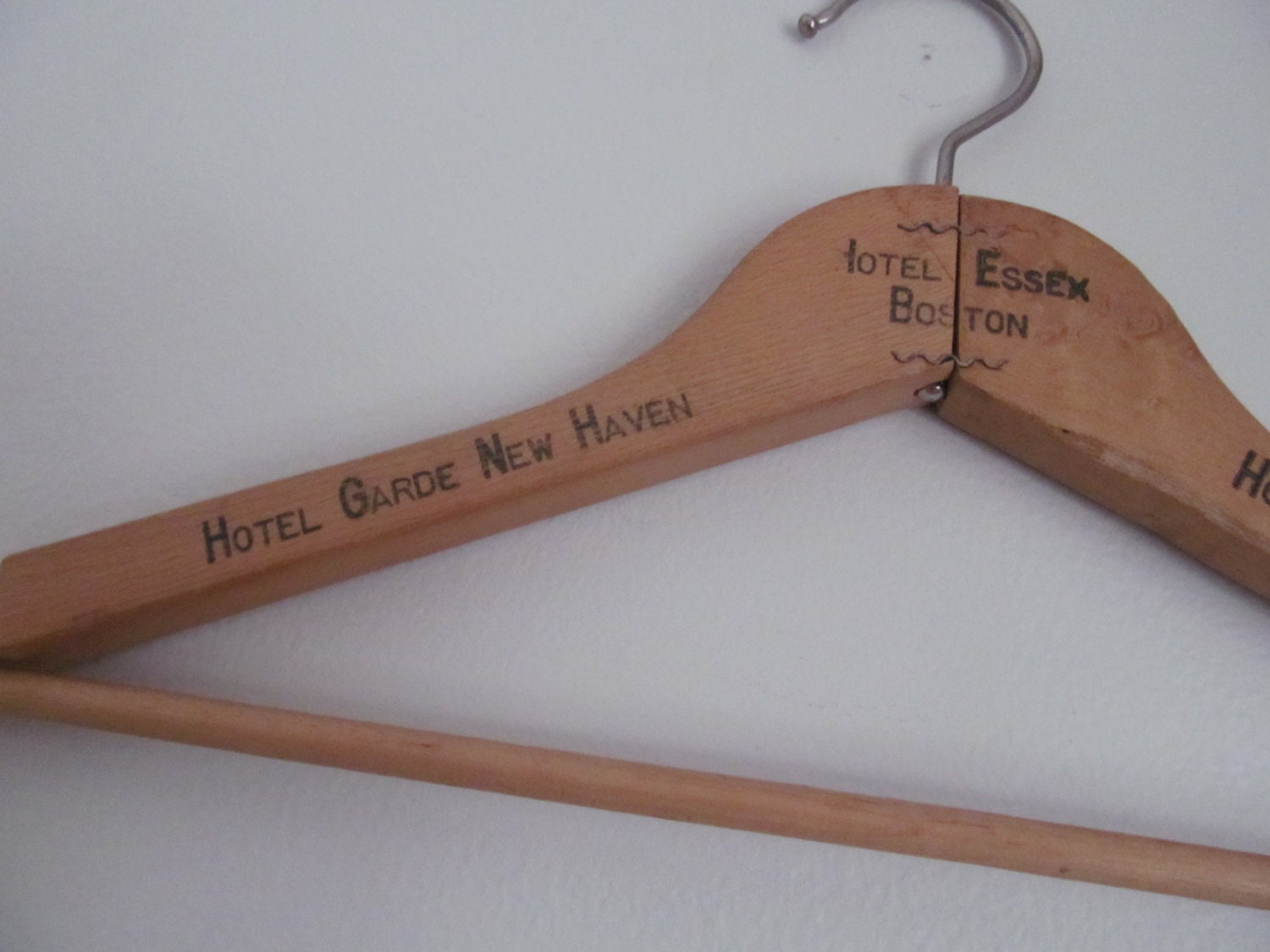 VIntage Acme 1940 Wood Hanger Advertising Boston New York HotelsHotel