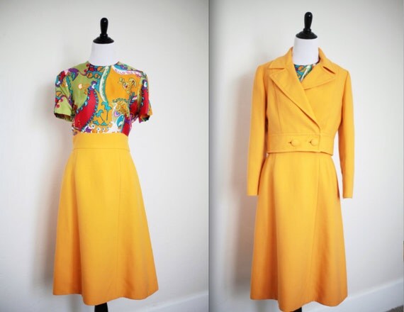 Vintage 1960's 60s Yellow Groovy Silk Dress by itsdarlingvintage