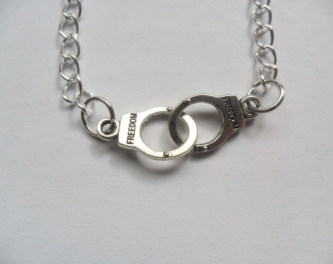 Partners in crime handcuff bracelet, best friend bracelet, silver, friendship bracelet,bff,ankle bracelet