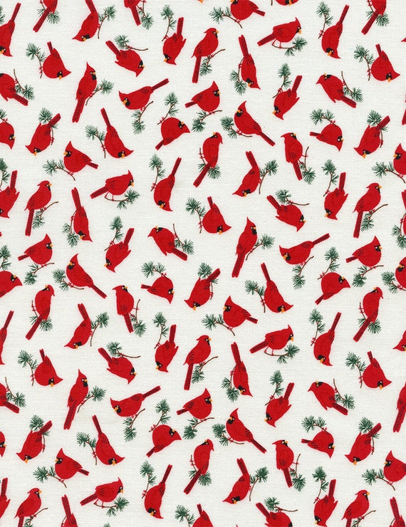 Mini Cardinals Red 1 Yard Cut TT Fabrics Cotton Fabric