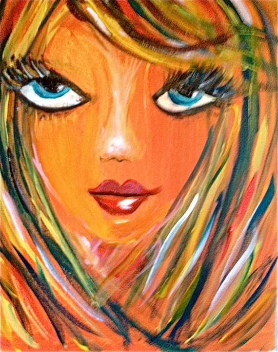 Abstract Girl Painting of Many Colors by BeckysWhimsicalArt