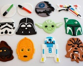 STAR WARS - Fondant Cupcake, and Cookie Toppers - 1.5 Dozen