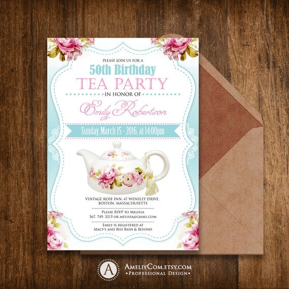 Birthday Invitation Tea Party Adult Girl Birthday Invite Printable ...