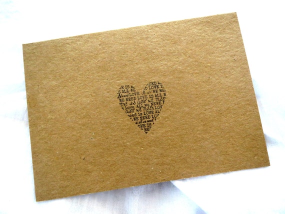 Love Is All We Need I LOVE YOU Card Stamped by stuffannaloves