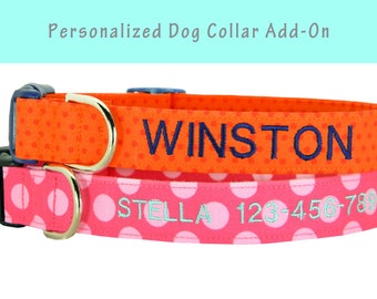 Personalized Dog Collar Add-on/ This is for EMBROIDERY ONLY/ Embroidered Dog Collar/ Dog Collar Embroidery