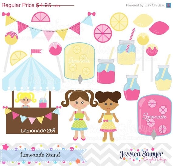 80% OFF - INSTANT DOWNLOAD, mason jar lemonade stand clip art, lemon clipart, commercial use, invitation, graphic, summer design Il_570xn