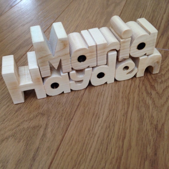 Wooden Block Names and Words cut from softwood PRICED PER