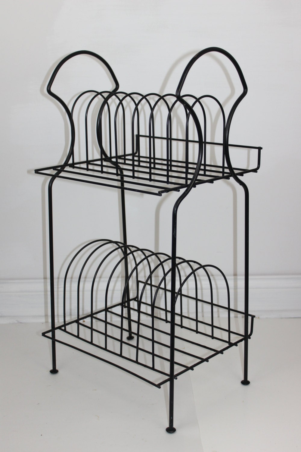 Retro Metal Record Stand 1960's LP/45 Mid Century Mod