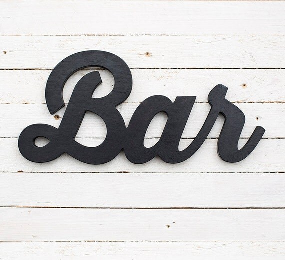 Bar signe panneau en bois mots en bois signe de script
