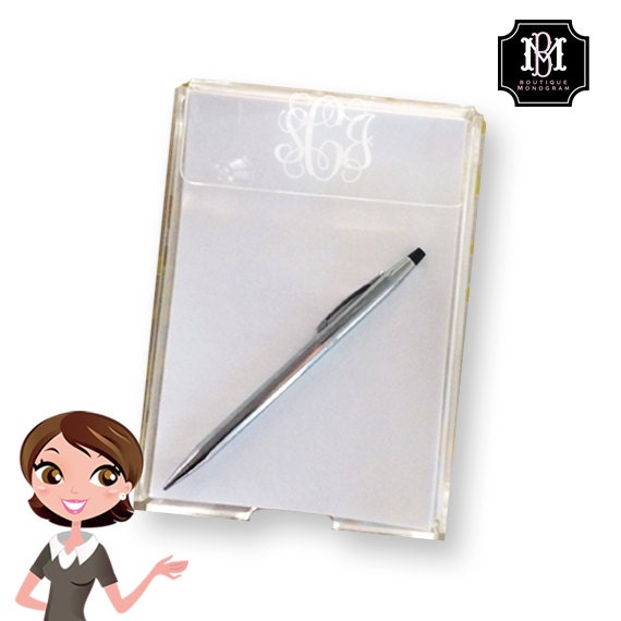 Items similar to Monogrammed & Engraved Note Paper Holder, Custom