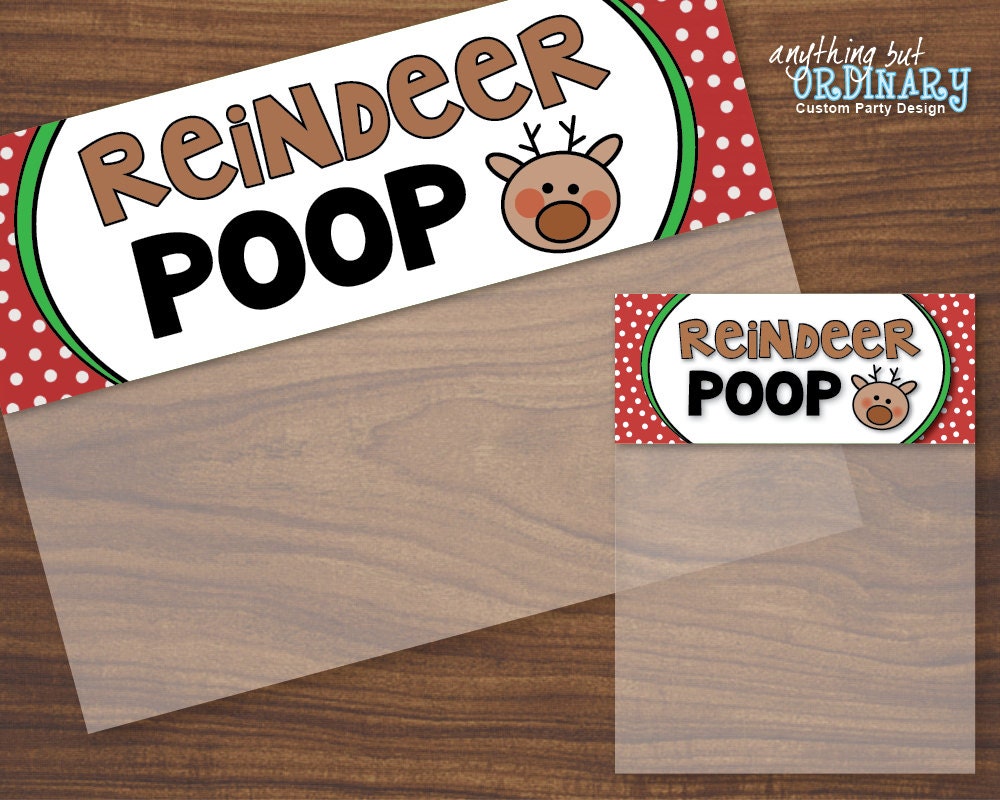Reindeer Poop BagToppers Funny Editable Christmas Treat Bag