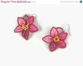 MOTHERS DAY Ombre pink flower crochet earrings, Turkish  oya jewelry, Dangle earrings, Pink tatted lace earrings gift ideas  for her