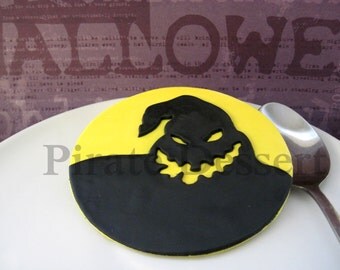 OOGIE BOOGIE Edible Cake Topper - Nightmare Before Christmas cake Topper - Halloween Fondant cake topper - Full moon shadow (1 piece)