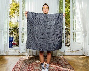 FREE SHIPPING Worldwide - Silk scarf- scarve -Designer. Honeycomb. Made in France.