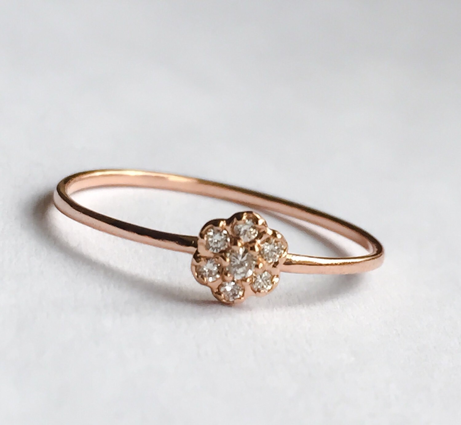 Diamond Knuckle Ring Pinky Ring in 14K Rose Gold
