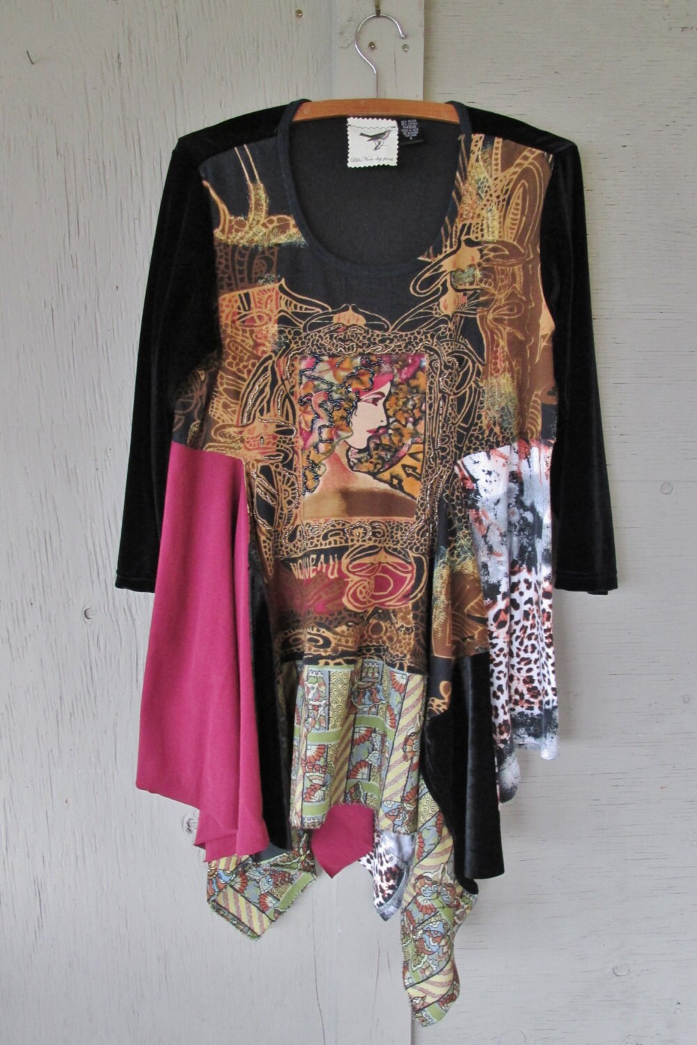 medium Large upcycled tunic / romantic Boho clothing