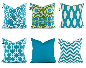 Turquoise Pillow Covers ANY SIZE Decorative Pillow Cover Pillows You Choose