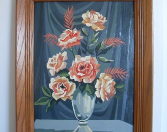 Vintage Paint by Number Painting of Roses