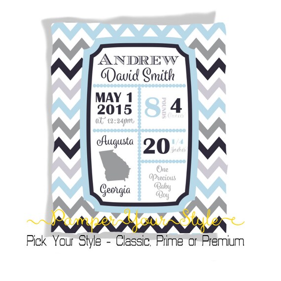 Items similar to Birth Announcement Blanket Baby Blanket Baby