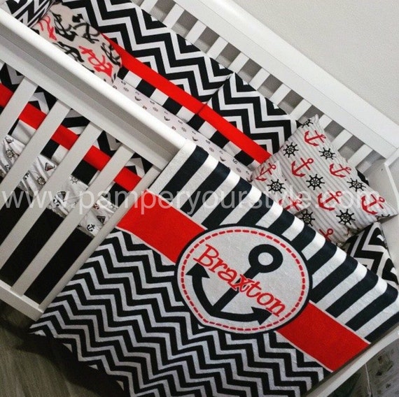 Items similar to Nautical Baby Bedding Anchor Bedding Design Your