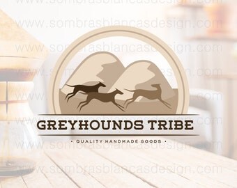 OOAK Premade Logo Design - Running Greyhounds - Perfect for a male accessories brand or a handmade leather bags shop