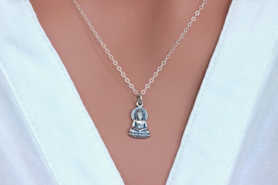 Sterling Silver Buddha NecklacSilver Buddha NecklaceSterling