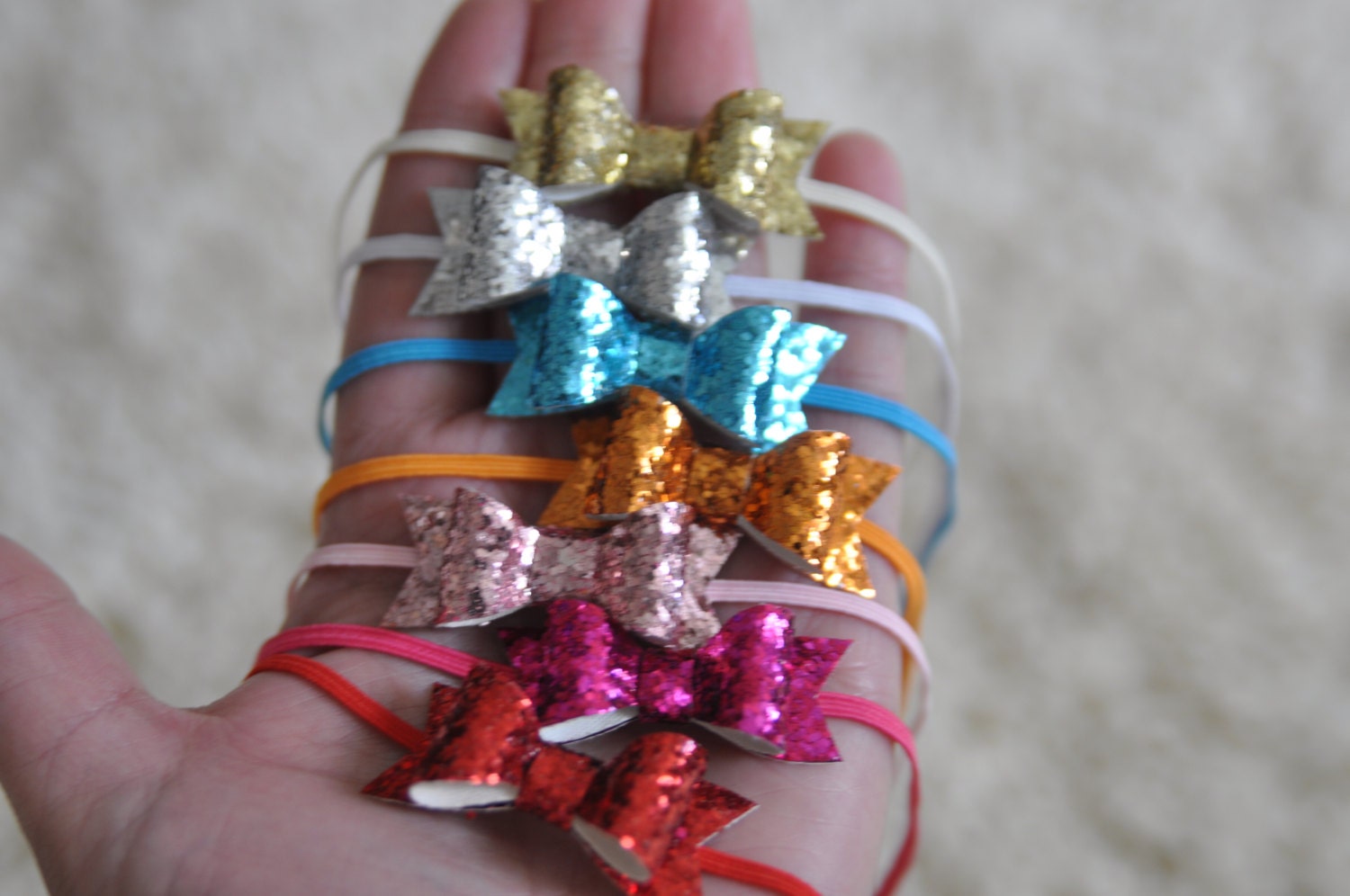 Mini Glitter Bow Headband. You Choose 1 Baby Headband. You