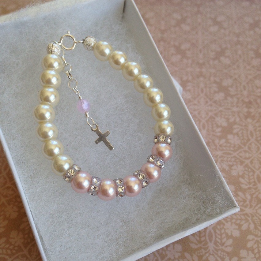 Baby baptism bracelet baby girl christening gift baptism